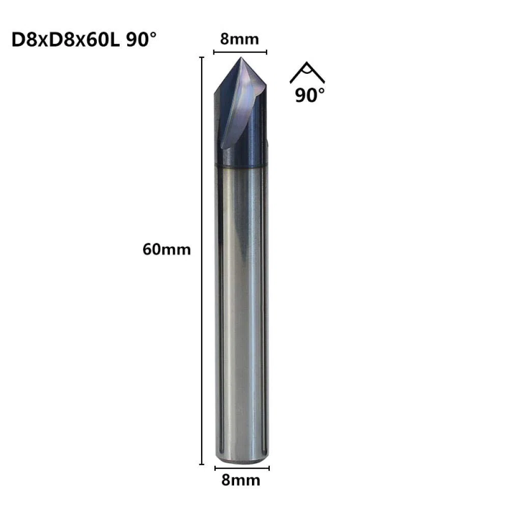 Fasen-Endmühle 90 Grad 2-12mm Carbid CNC-Entgrat-Router-Bit für Aluminiumgravur 3 Flöte Beamering Frässchneider-8xd8x90Deges.