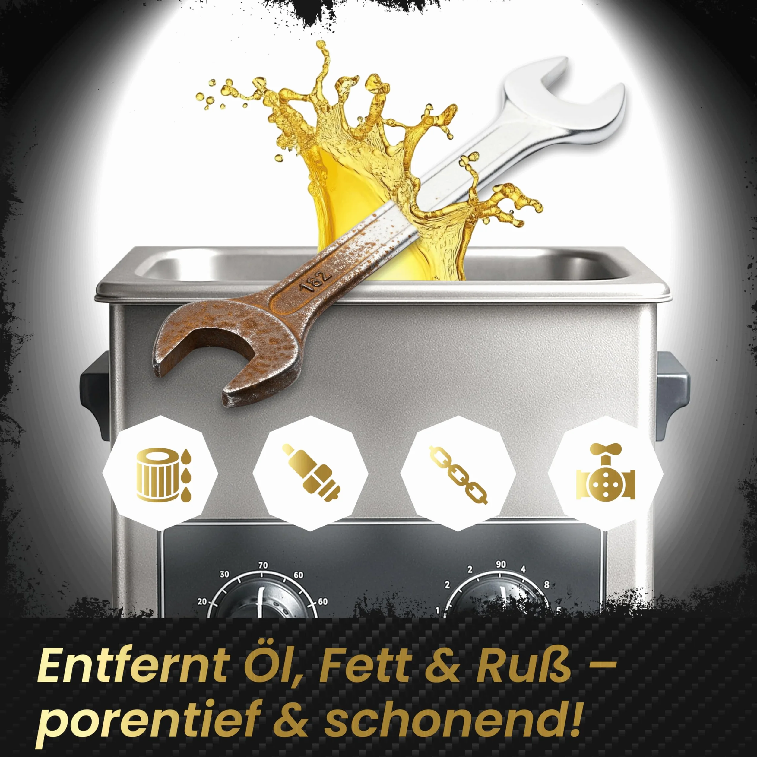 Treufix Ultraschallreiniger Konzentrat Werkstatt 5L | für Vergaser, Einspritzdüsen, Motorenteile – stark gegen Öl, Fett, Ruß – materialschonend & effektiv – Made in DE