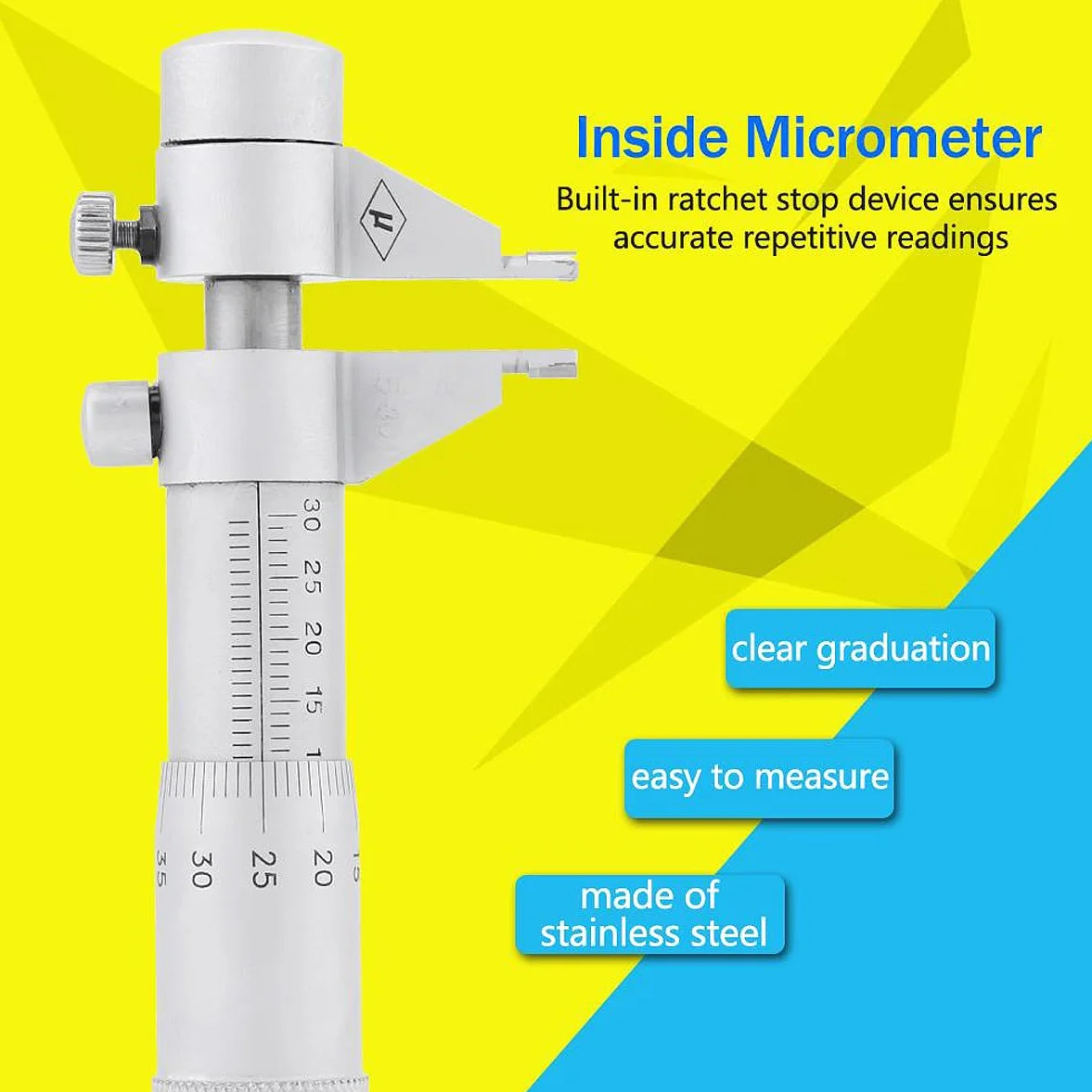 Innendurchmesser-Mikrometer, 5–30 mm Spiral-Innenmikrometer Edelstahl-Bohrungs-Innendurchmesser-Messgerät 5–30 mm Bereich 0,01 mm Präzision