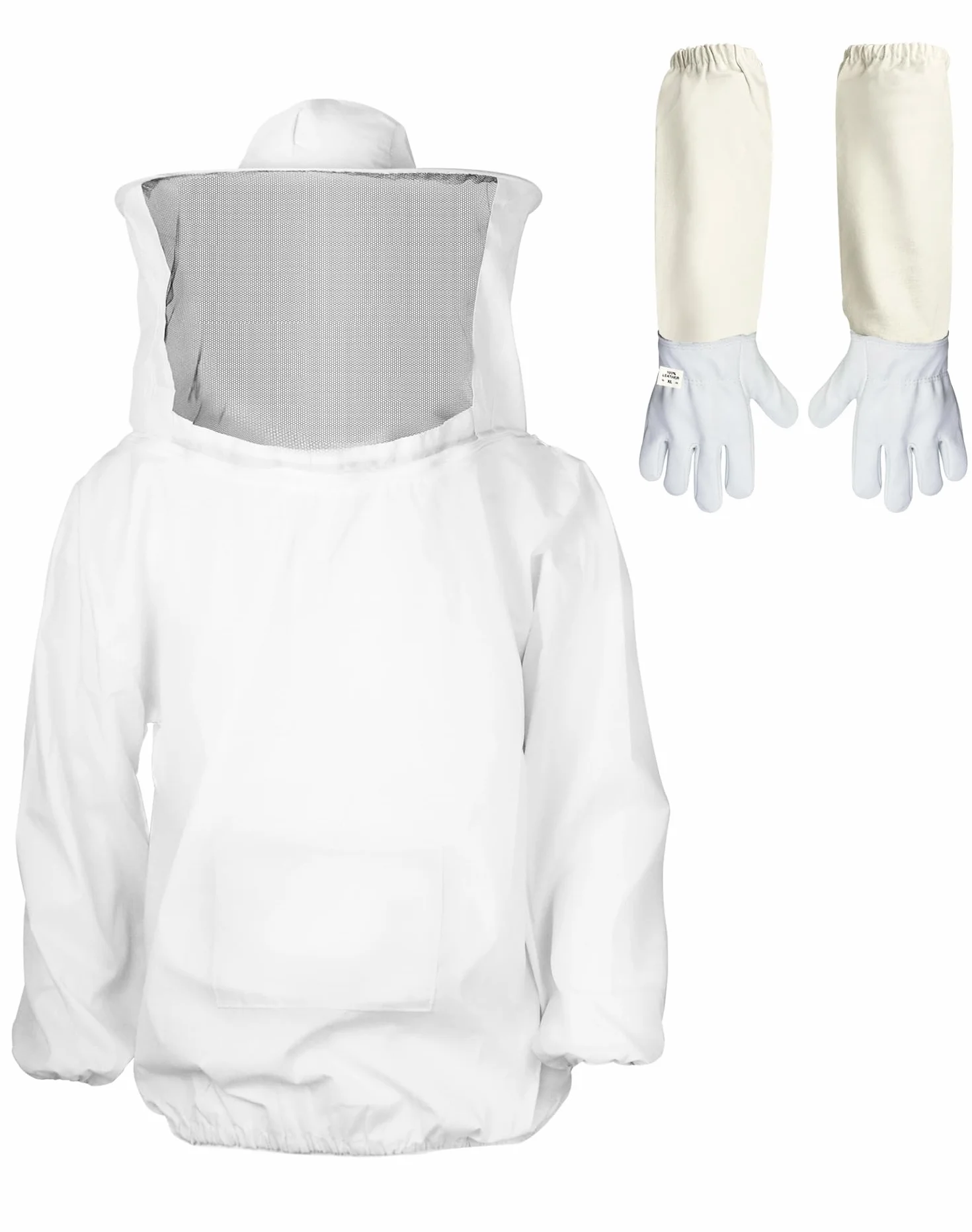QWORK Imkeranzug mit langen Handschuhen, Imkerjacke mit Schleier, für Professionelle Bienenbisse Verhindern, XL