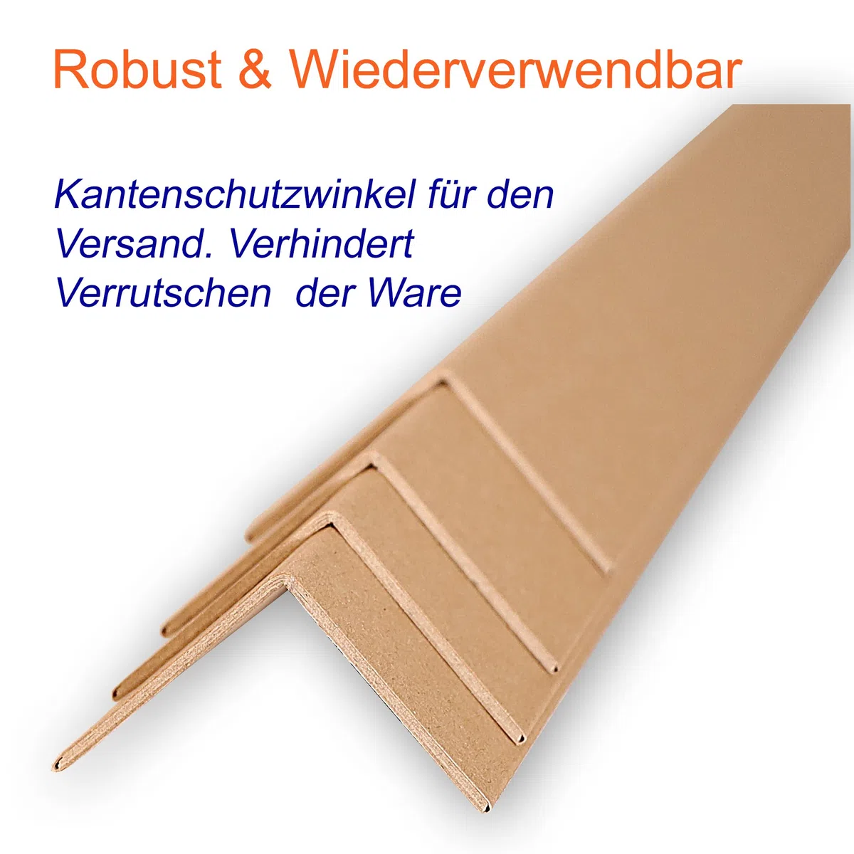 100 Kantenschutzwinkel | Vollpappe | Schenkelbreite: 35mm - Länge: 60cm - Dicke: 2mm | Kantenschutzleisten zum Kantenschonen für optimale Ladungssicherung Braun