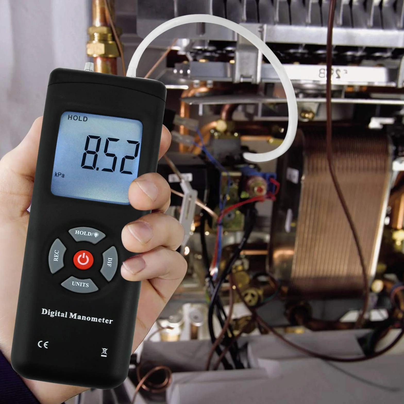 Digital Manometer Luftdruck-Messgerät Gasdruckmessgerät mit hoher Genauigkeit 11 Einheiten Speichern oder Halten Hintergrundbeleuchtung
