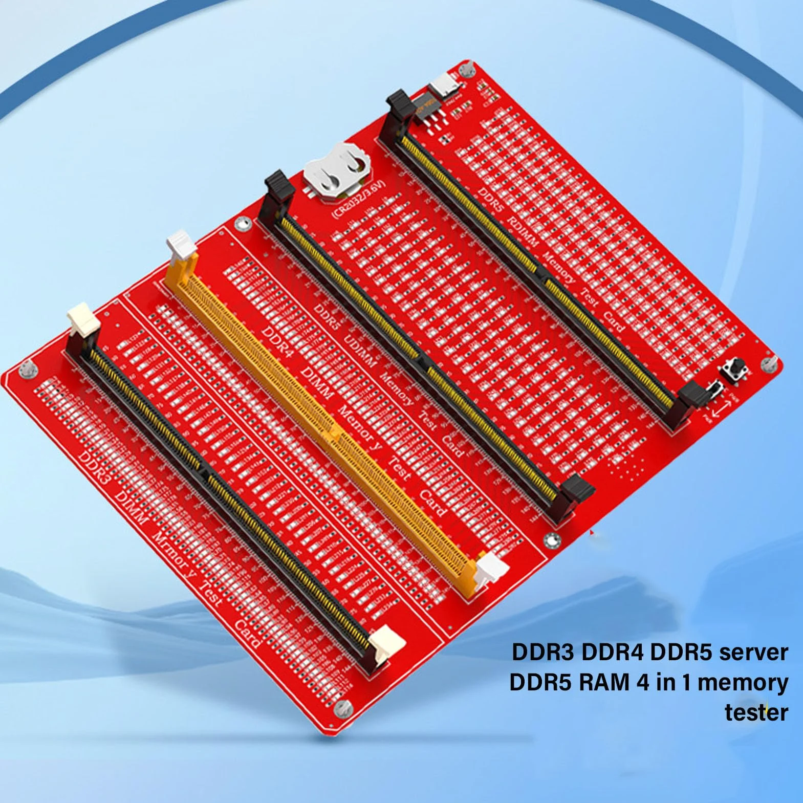 Cuifati DDR5 DDR4 RAM-Speichertesterkarte 4-in-1-Diagnoseanalysator mit LED-Licht, für Laptop-Desktop- und Servercomputer Zur DDR5-DDR4-Speicherwartung