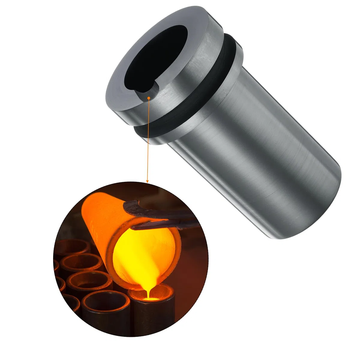 QUARKZMAN Graphit-Schmelztiegel, 2 kg Hochreiner Graphit-Schmelztiegel Metallschmelzbarren zum Schmelzen von Gold, Silber, Kupfer,1,77 Zoll IDx6,1 Zoll H