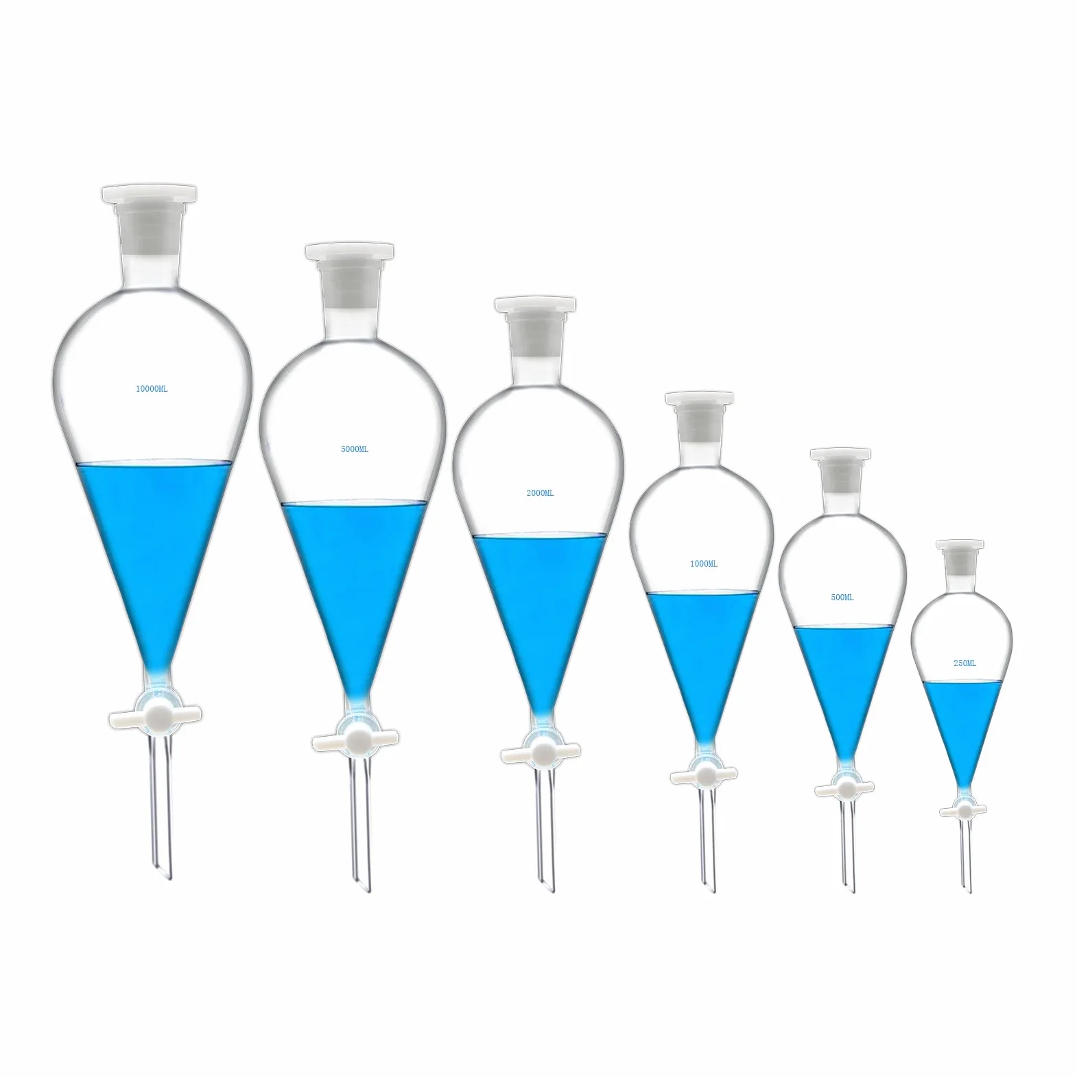 FSLAB Borosilikatglas Glass 1000ml Scheidetrichter Heavy Wall Conical Separatory Funnel Trichter with PTFE Stopcock - 1000ml