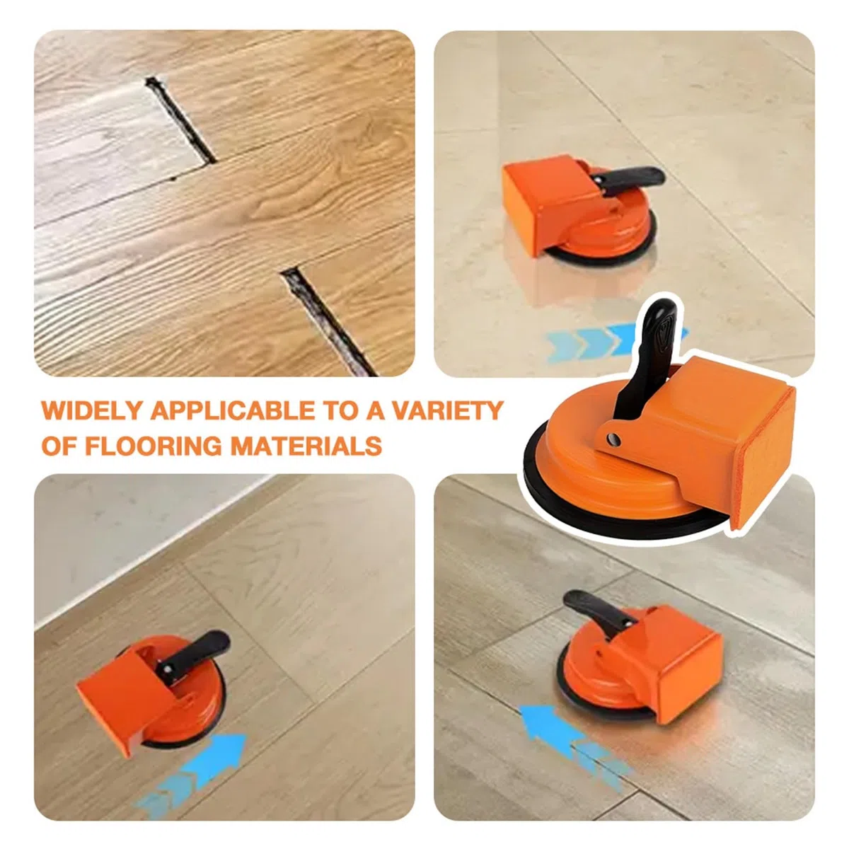 Werkzeug for Fixieren von Bodenlücken, auffallendes Vakuum-Saug-Reparaturset for Dielenlücken, verstellbare Reparaturwerkzeuge for Laminatböden, Schnellverriegelung(Orange)