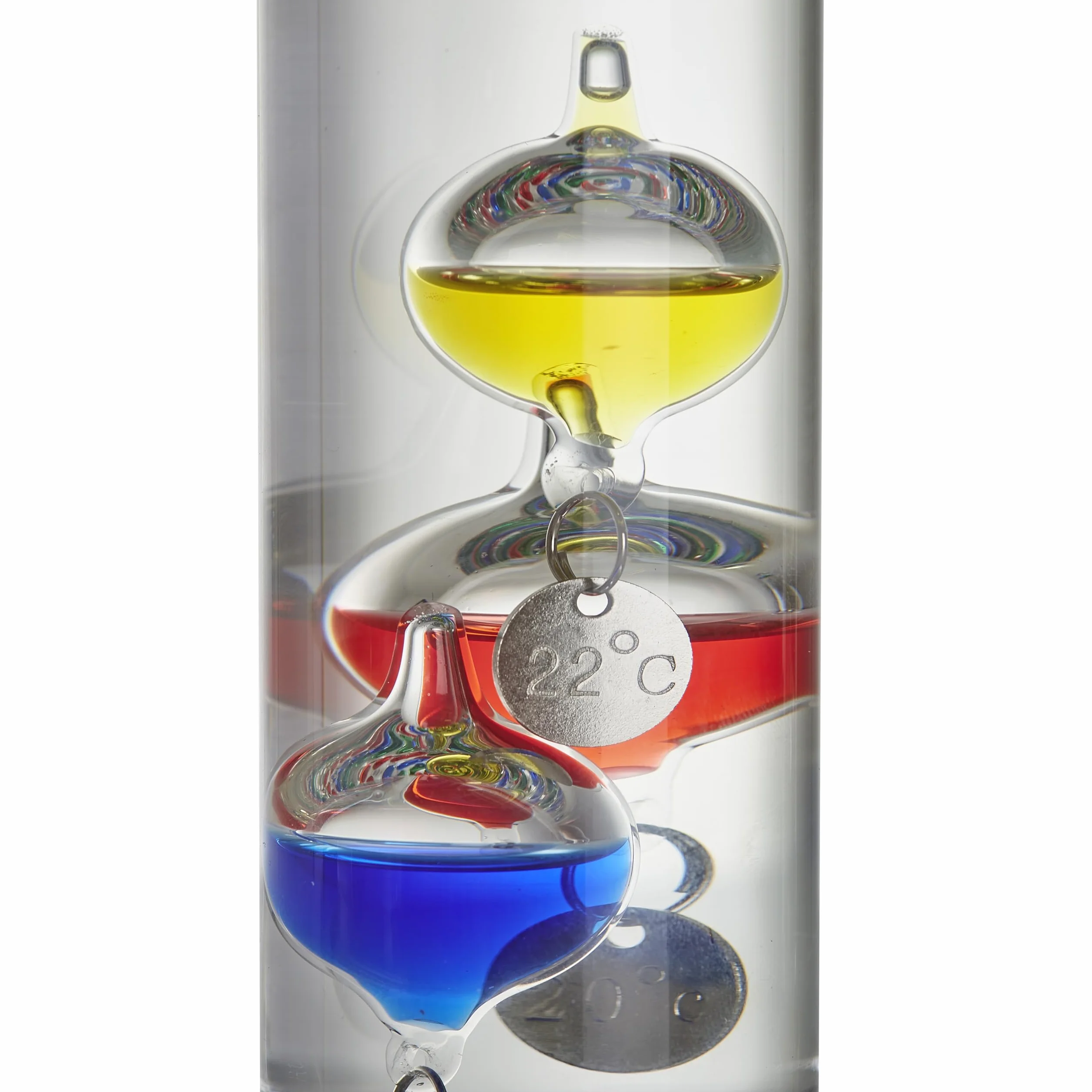 TFA Dostmann XL Analoges Glasthermometer Galileo Galilei, 18.1017, Flüssigkeitsthermometer, 64cm, Innentemperatur messen, einfaches Ablesen, silberne Temperaturmarken, Dekoobjekt, 17 bis 27°C, bunt