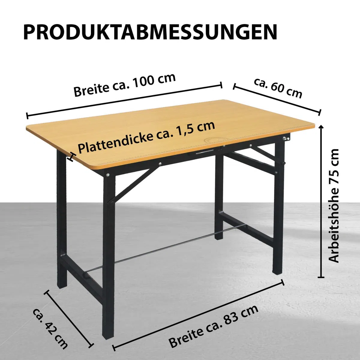 TRUTZHOLM Werkbank 100 x 60 x 75 cm klappbar Werktisch 150 kg belastbar, Arbeitsplatte mit Lineal und Winkelmesser, linierter Arbeitstisch mit Tragegriff Arbeitsbank Werkstatteinrichtung
