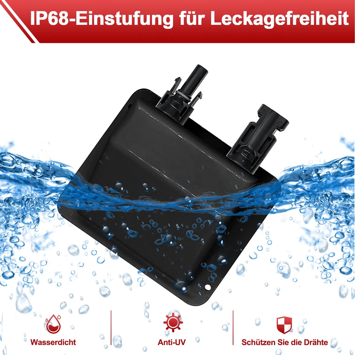 Dachdurchführung Solar Doppel Kabeldurchführung Gehäuse mit 3m 6mm² Kupferkabel und Solarpanel Steckverbinder, Kabeldurchführung Anschlussdose für Wohnmobil, Boote, PV-anlage und Camper