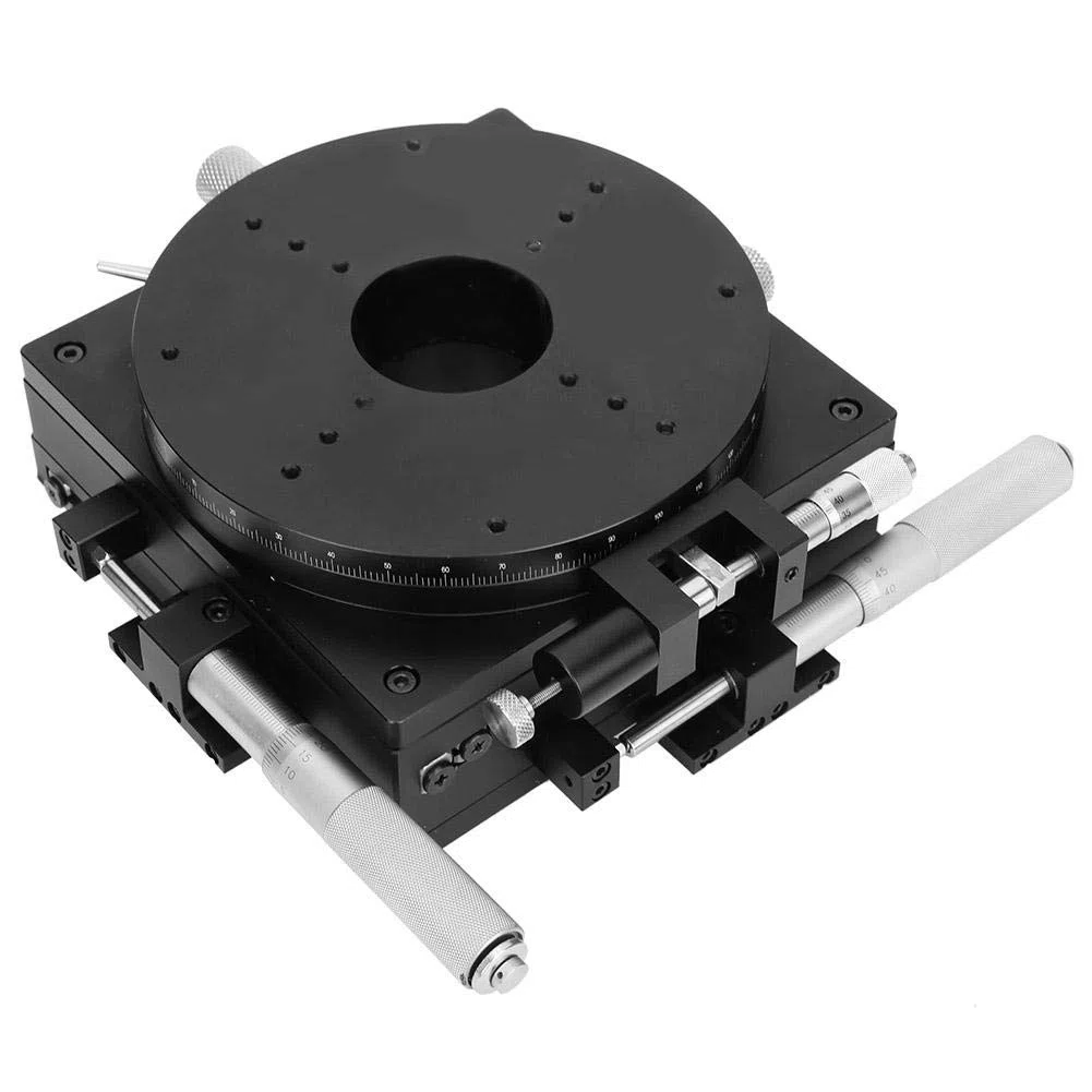 Manueller XYR-Lineartisch mit 3 Achsen, 160 x 160 mm SEMXYR-160 Präzisions-Feinabstimmungsplattform Station für optische Verschiebungsplattform Kreuzführung Optischer Schiebetisch