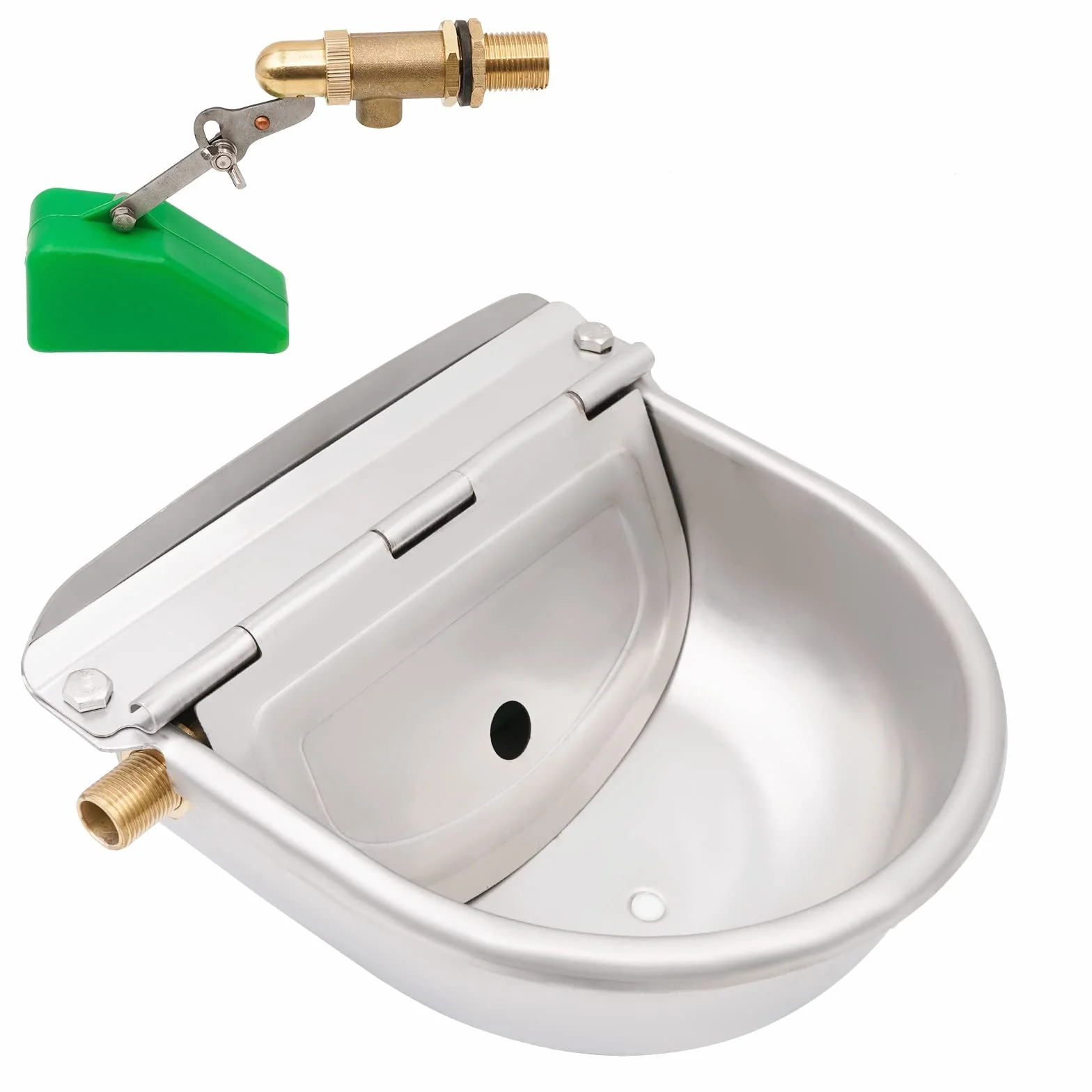 Automatische Tränkebecken mit 1/2 Zoll Schwimmerventil, Edelstahl-Rindertrinkschale, Pferdetrinkschale mit Abflussloch, für Hunde, Rinder, Schaf, Pferde und Viehtrinkrog