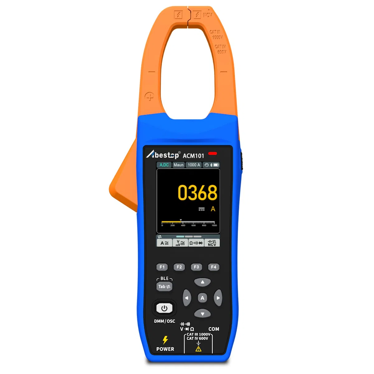 3-in-1 AC/DC Stromzange mit Oszilloskop, Bluetooth-App-Steuerung und CSV-Datenaufzeichnung, True RMS, 1000A/1000V, Einschaltstrom, NCV, 20.000 Zählwerte, wiederaufladbar für Elektro-, HLK- und Kfz-Ser