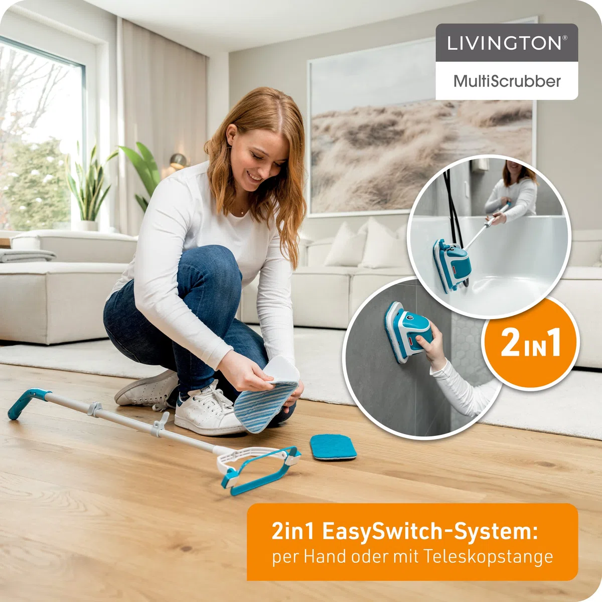 Livington MultiScrubber Ersatzpads - 3er-Set Ersatz-Pads für Ihren Livington MultiScrubber - 1x Nylon-Pad und 2X Microfaser-Pads