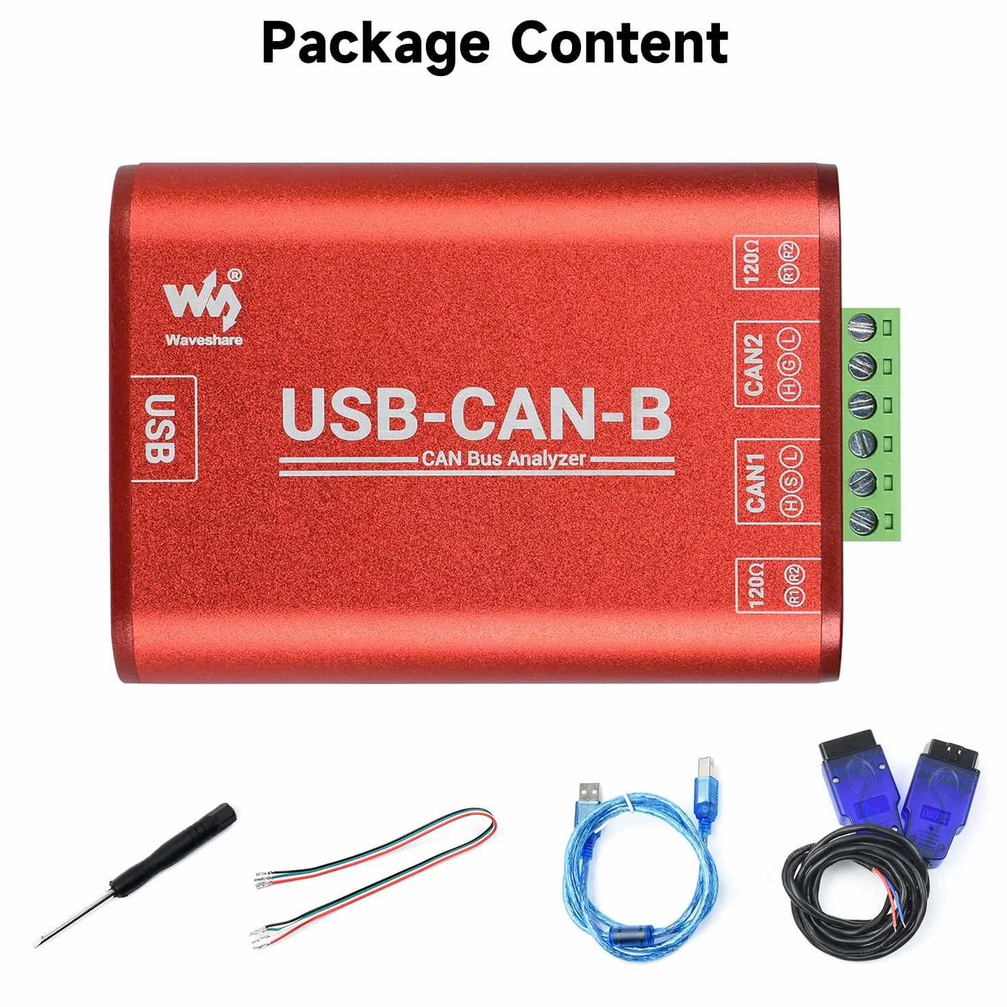Waveshare USB to CAN Adapter Dual-Channel CAN Analyzer Industrial Isolation Support Windows XP/7/8/10/11/Linux Systems