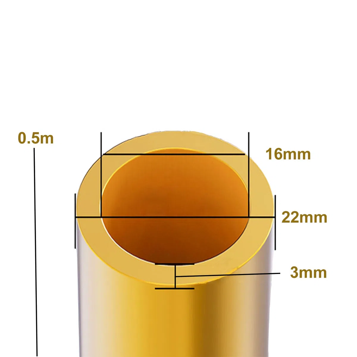 COYOUCO Messing-Rundrohr 22 Mm Außendurchmesser, 0,5-3 Mm Wandstärke 0,5 M Länge Nahtloser Hochfester Präzisions-Gerader Rohrschlauch,22x3mm