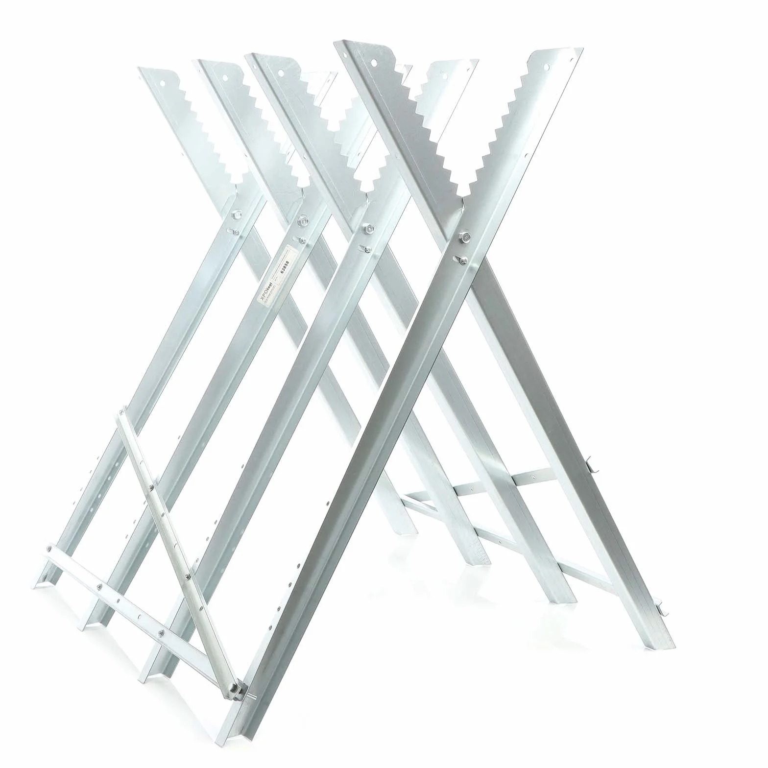 XPOtool Sägebock verzinkt klappbar, 81x82x80 cm, mit 4 Haltern und Zahnung, Holzschneidebock als Sägehilfe, bis 100 kg