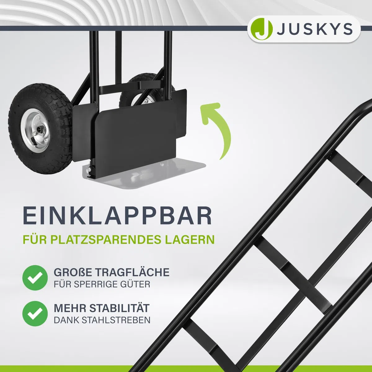 Juskys Sackkarre Basic klappbar - Transportkarre mit großen Luftreifen & massivem Stahlrahmen - Handkarre für Umzug & Getränkekisten