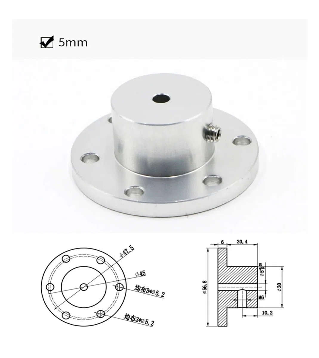 1PCS Flanschkupplung Aluminiumlegierung Durchmesser 5 6 8 10mm 12 14 15 16 18 mm Keilnutkupplung (Color : 15mm keyway, Size : A)