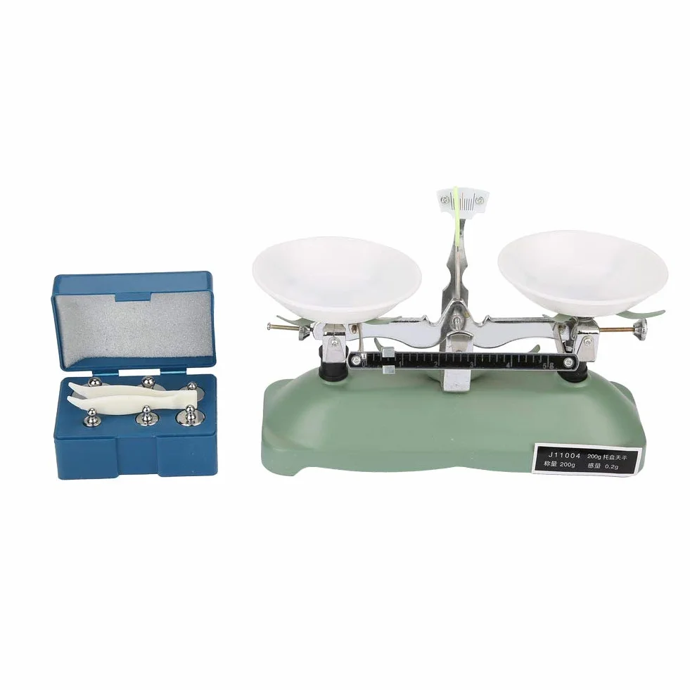Labor Mechanische Waage, Laborwaage mit Pinzette und 5 Gewichten Labor Mechanische Tray Balance Schmuckwaagen Labor Lehrmittel Hohe Präzision für Das Labor Der Chemischen Physik(200g)