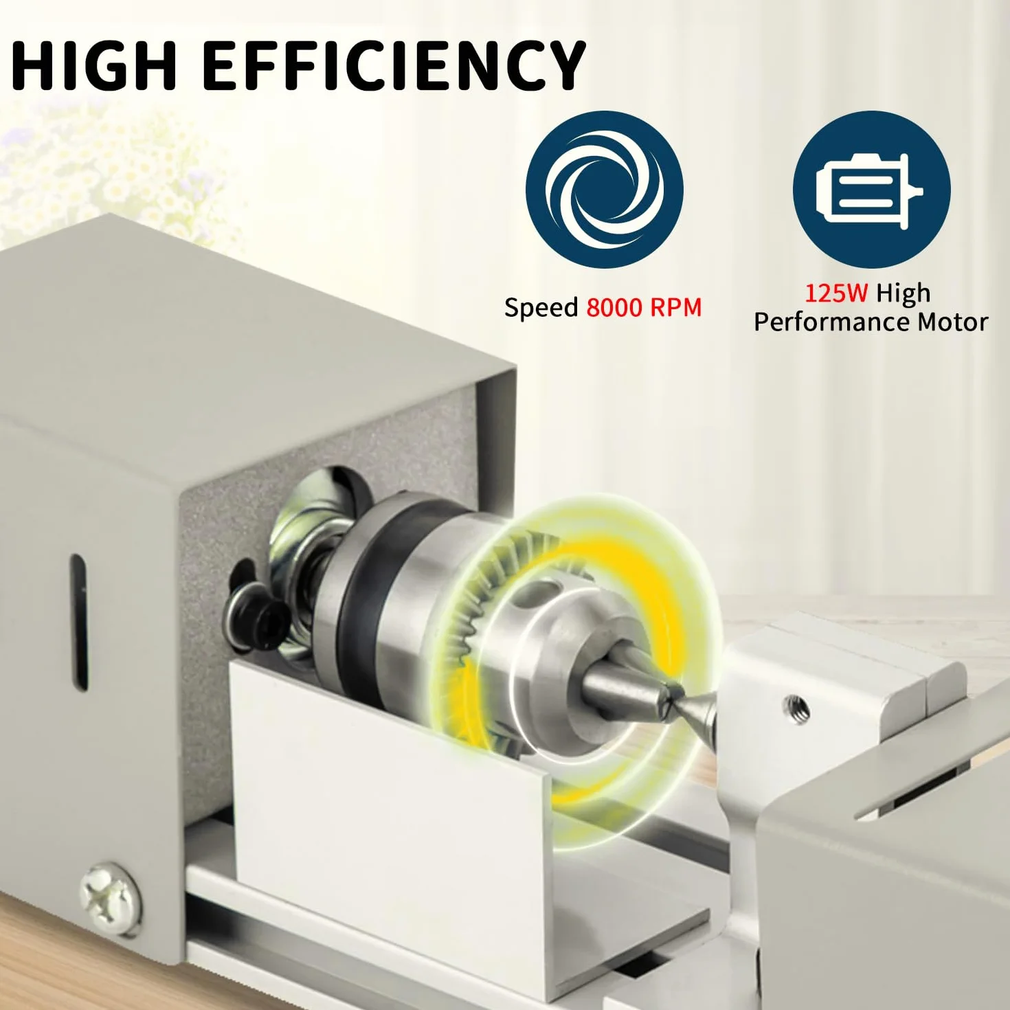 Mini Drehmaschine, Drehbank 2000-8000U/min, Metall Kleine Drehbank mit 7 Gang Einstellung, Klemmbereich von 0.02-0.24 Zoll, Drehmaschine Metall für Dreh, Einstech, Schleif