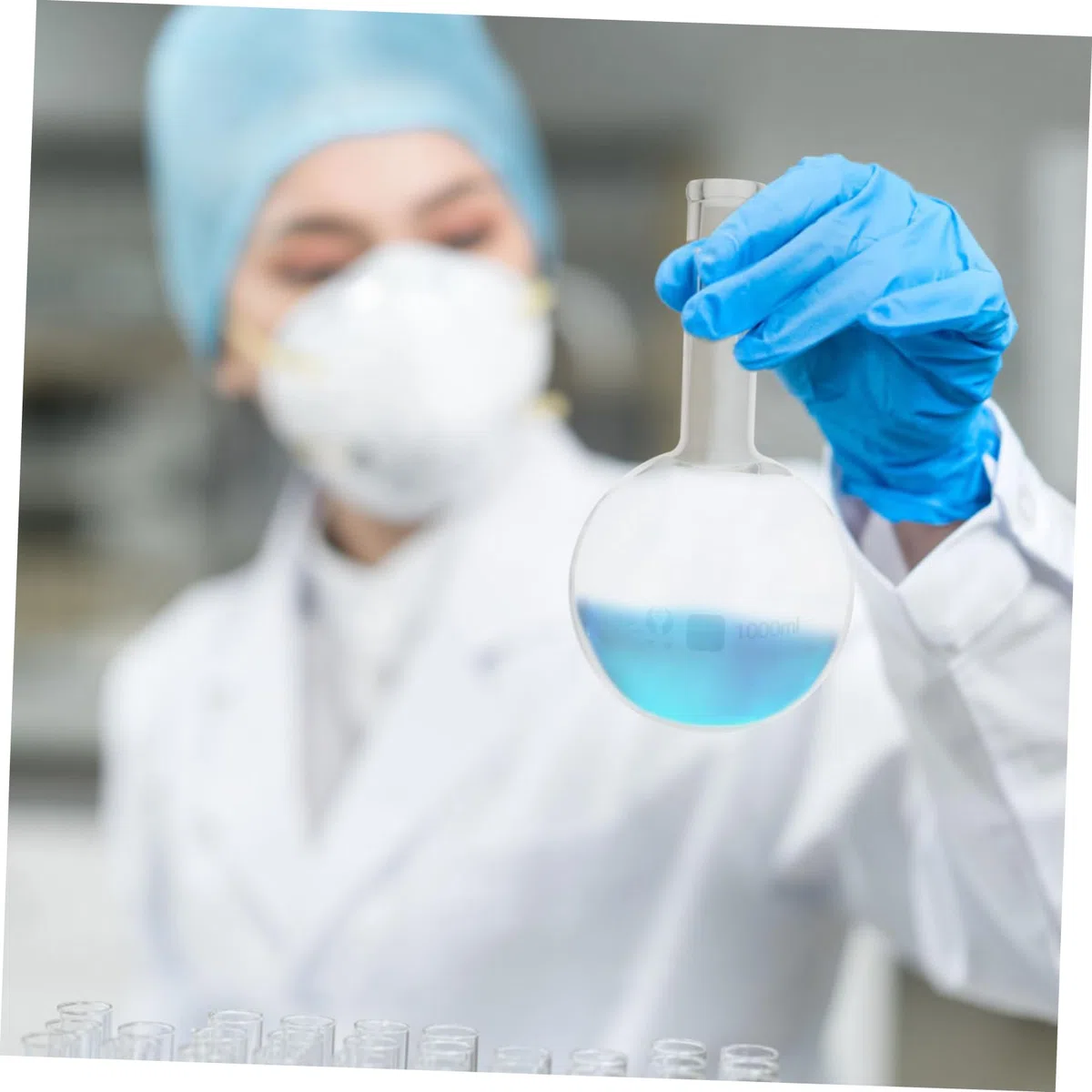 Mobestech Laborflasche und Schmalem Hals und Grate Hitzebeständig Rundkolben 1000ml aus Glas mit Flachem Boden für Präzise Laboranwendungen
