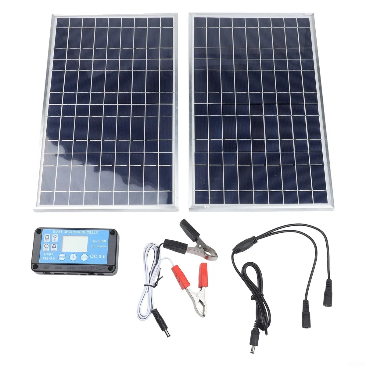 200 W Solarpanel-Set, 12 V Solarmodul-Controller, Solarpanel-Erhaltungslade-Kits für Wohnmobile, Wohnmobile, Traktoren, Motorräder, Automobil, Boot (Doppel)