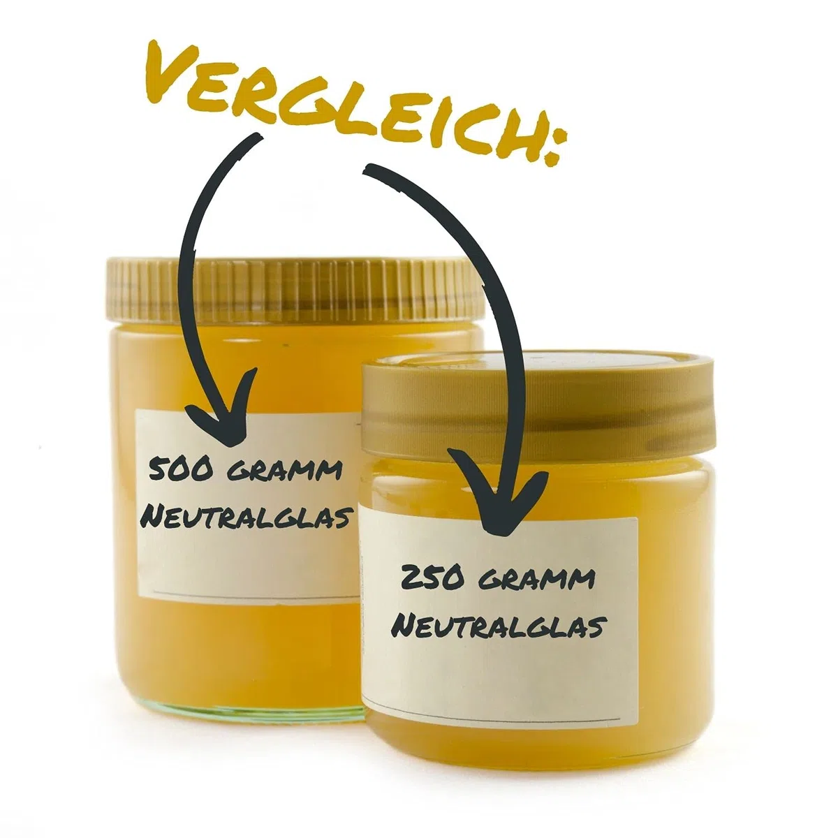 60 x Neutrales Schraubglas 500g Imkerhonig Honigglas mit goldenem Deckel ohne Etikett Honig Neutralglas (Deckel ohne Prägung)