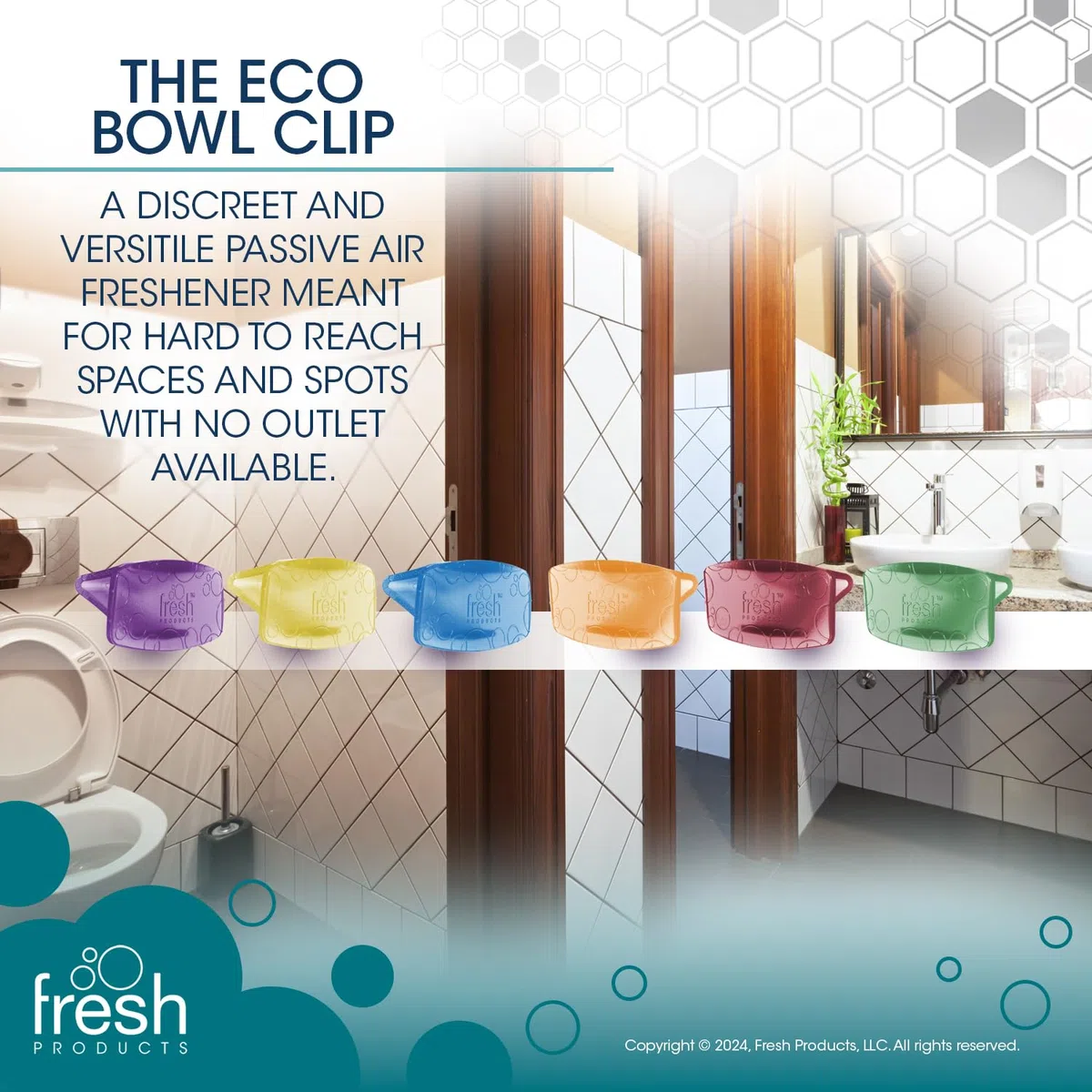 Fresh Products Eco Bowl Clip Lufterfrischer, vielseitiges Design, WC- und Müllerfrischer – chemikalienfreie natürliche Öle – diskret – hält 30 Tage – hergestellt in den USA – 6 Stück