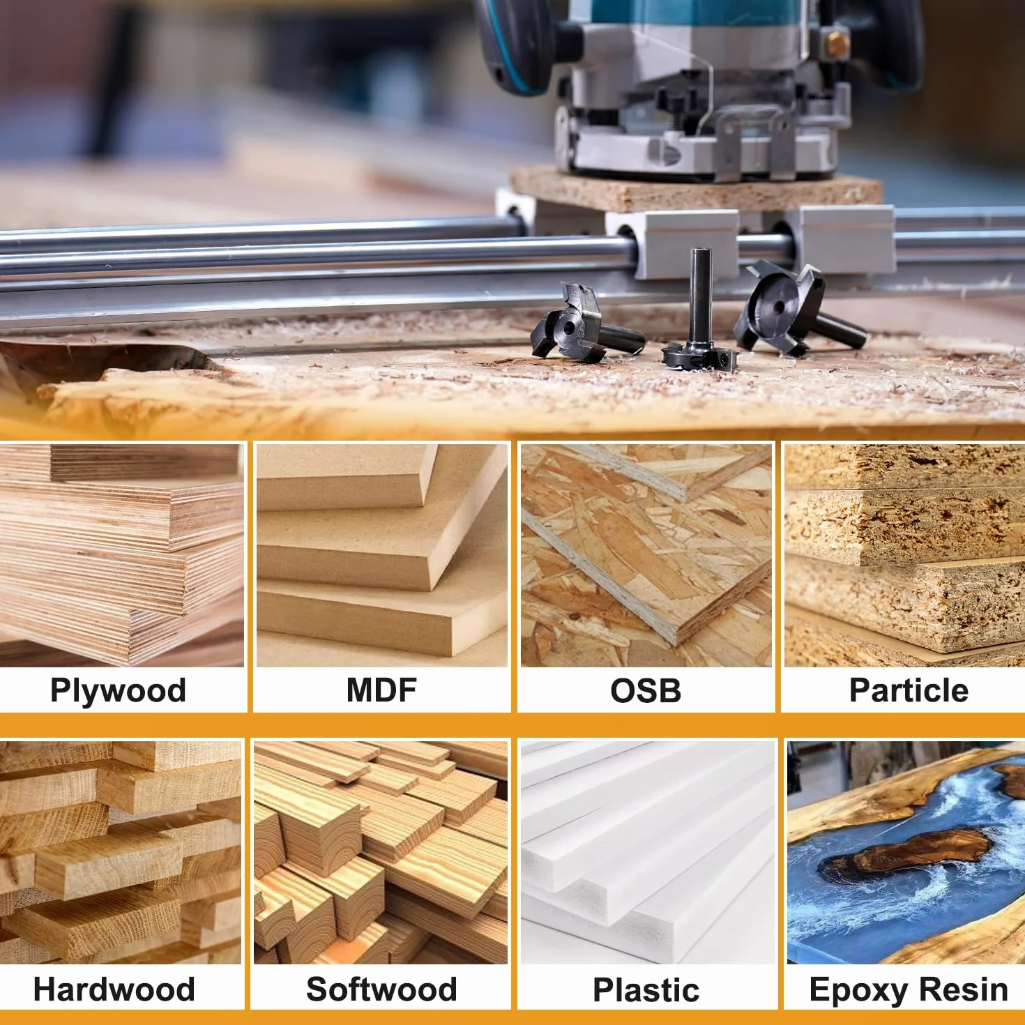 SpeTool Planfräser 8mm Schaft 38,1mm Durchmesser Präziser Flächenfräser mit VHM Wendeplatten 3 Flöten CNC Planfräser für Oberfräse 8mm Wendeplattenfräser holz Abflachfräser Oberflächenbit