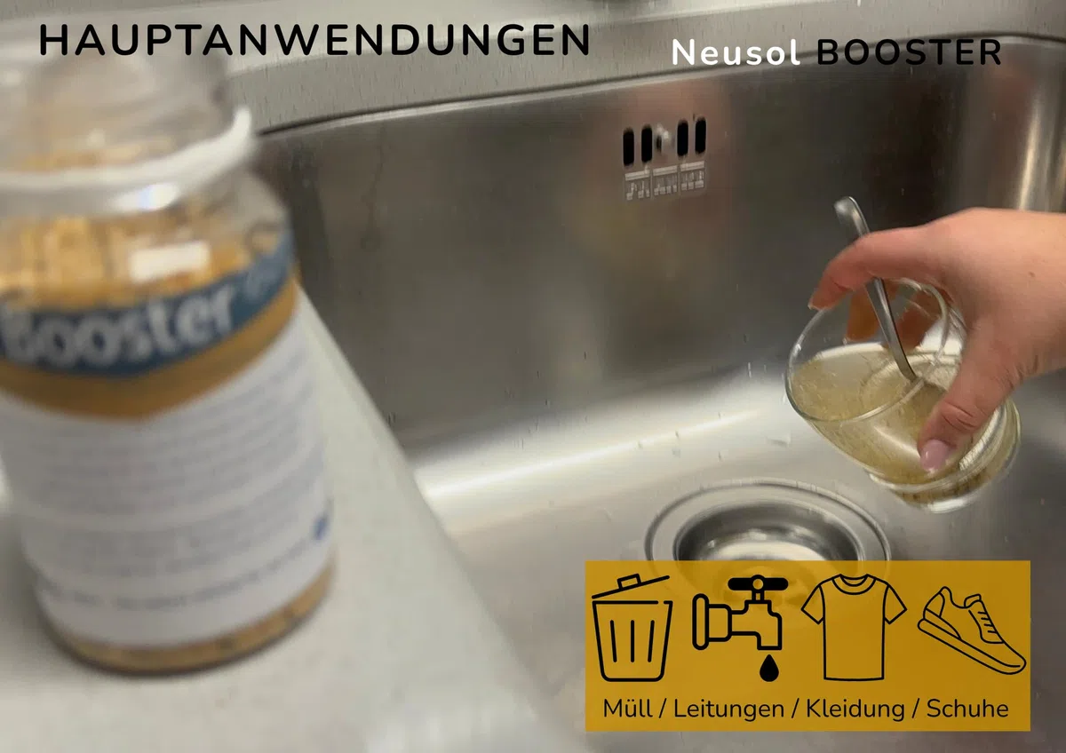 Booster – Biologische Behandlung mit aktiven Enzymen, beseitigt die Ursache von schlechten Gerüchen und organischen Abfällen in der Küche, Waschmaschine, Rohreimer, Haustiere, für den privaten