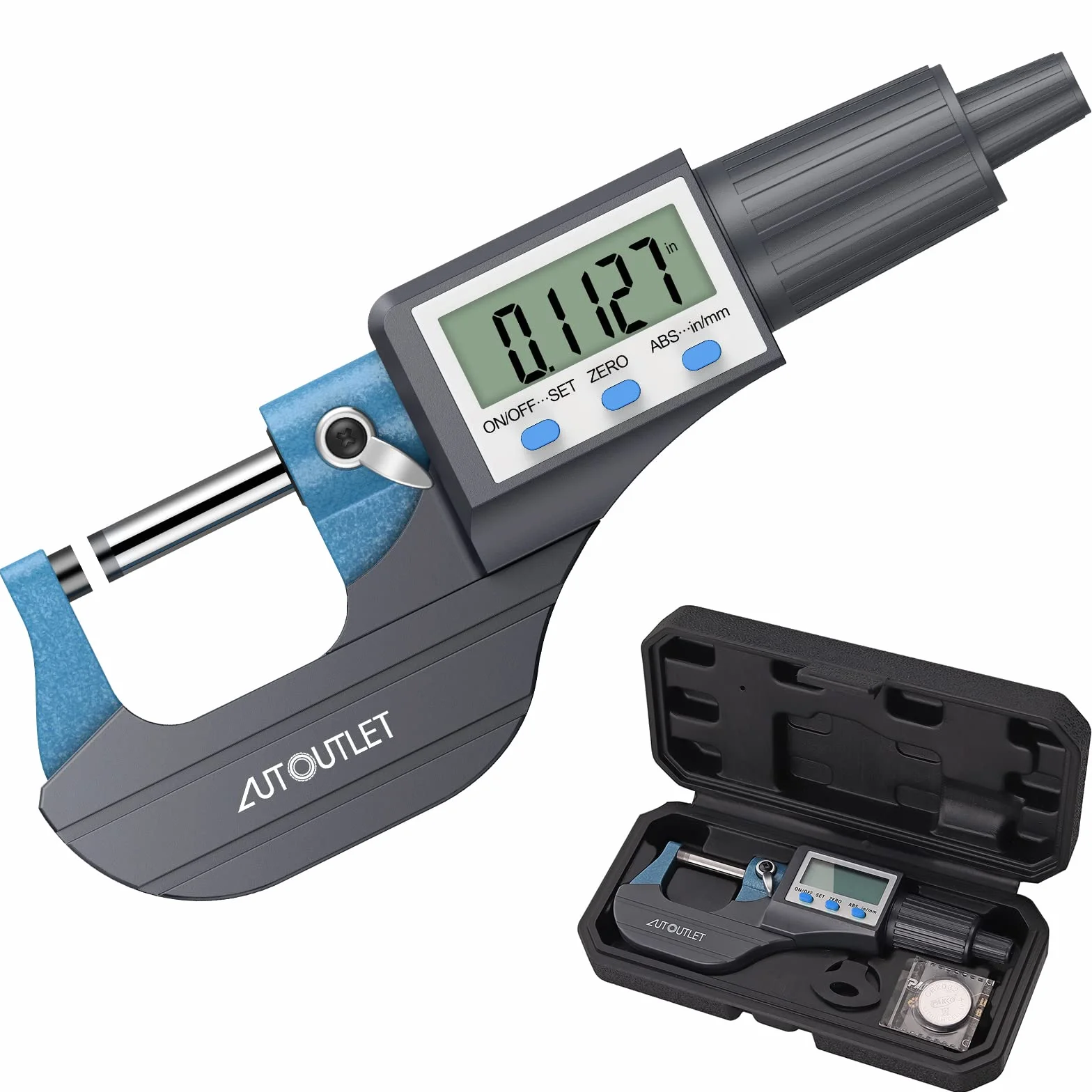AUTOUTLET Micrometer Digitale Bügelmessschraube 0-25mm/ 0.001mm, Hohe Präzision LCD Digitale Mikrometer Mikrometerschieber Länge Messwerkzeug Mikrometer 0.001mm(0.00005")
