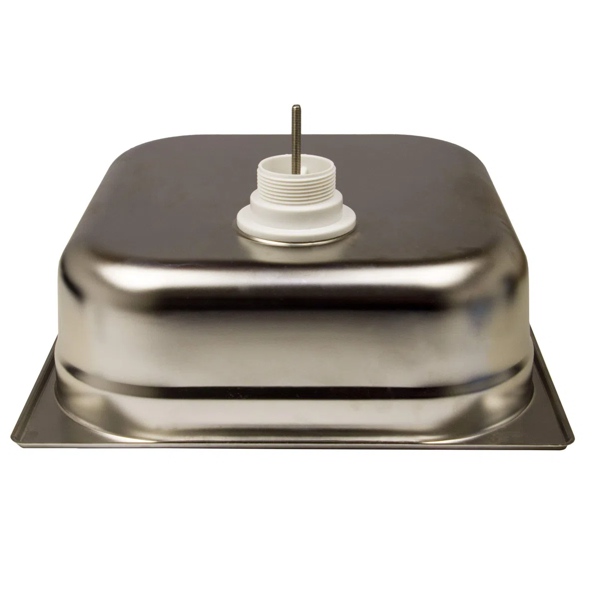 Waschbecken Edelstahl 354mm x 325mm x 100mm mit einem Universal Ablaufventil.