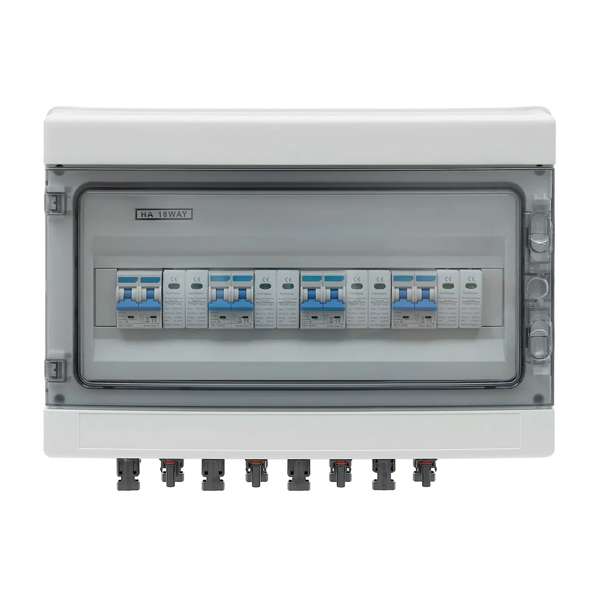 Überspannungsschutz PV, PV DC 1000V -15A Trennschalter PV Anlage, DC-Solaranschlusskasten IP65 Wasserdicht für Wohnmobile Off-Grid Systeme (4 Eingänge, 4 Ausgänge)