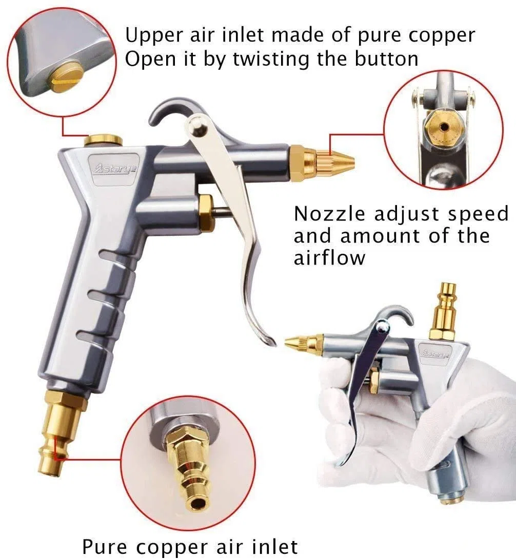 Druckluftpistole Luftblaspistole für 1/4" BSP Deutsche & Bristische Schnellkupplung Hochdruck Ausblaspistolen für Luftkompressor Reinigungsprozesse