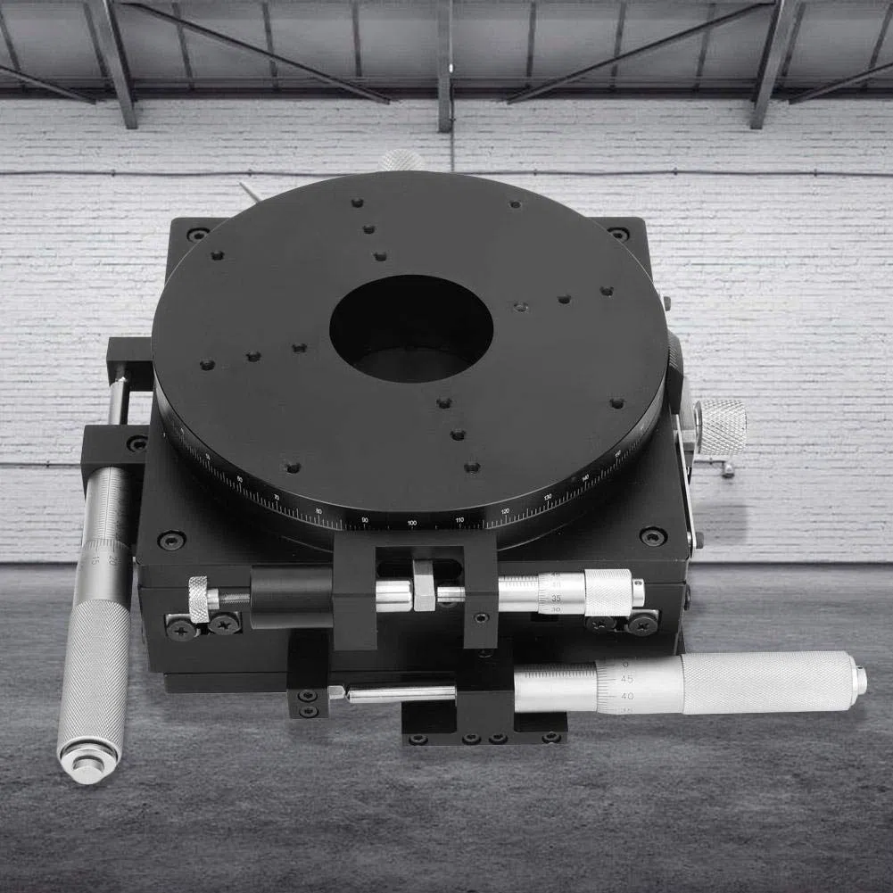 Manueller XYR-Lineartisch mit 3 Achsen, 160 x 160 mm SEMXYR-160 Präzisions-Feinabstimmungsplattform Station für optische Verschiebungsplattform Kreuzführung Optischer Schiebetisch
