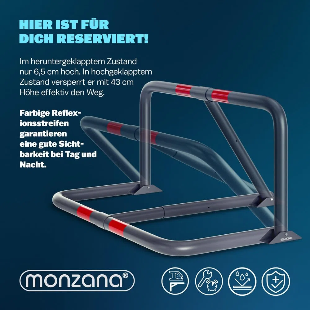 DEUBA® Parkpfosten Parkplatzsperre 3 Schlüssel Sperrpfosten klappbar Vorhängeschloss Stahl Robust Parkplatzbügel