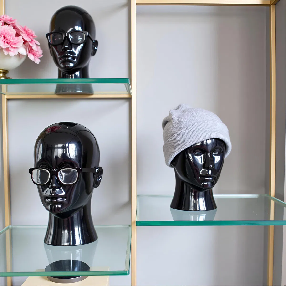 Mannequin-Kopf, männlich – Professioneller Kosmetik-Übungskopf für die Präsentation von Headsets, Kopfhörern, Spielkonsolen, Hüten, Perücken und Schmuck（L20-LH）