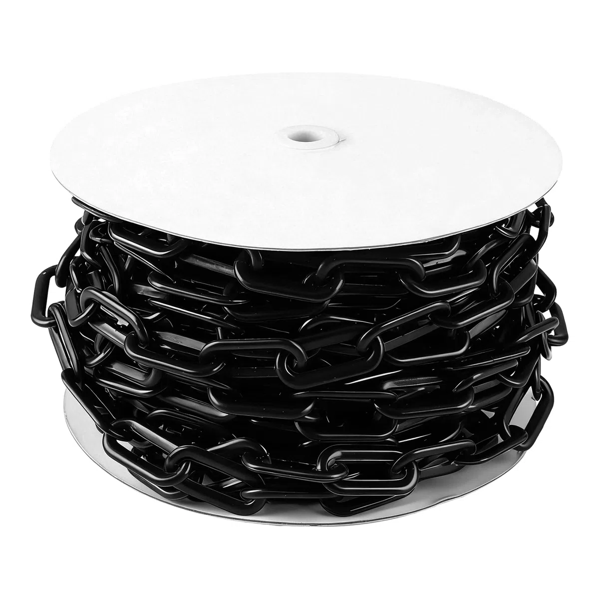 DAJAVE Absperrkette 25M, Kunststoffkette Absperrung 8 mm Absperrkette Warnkette Plastikkette Schwarz, Kunststoff aus Plastikkette Kette zum Absperren von Flächen, Parkplatzsperre Kette