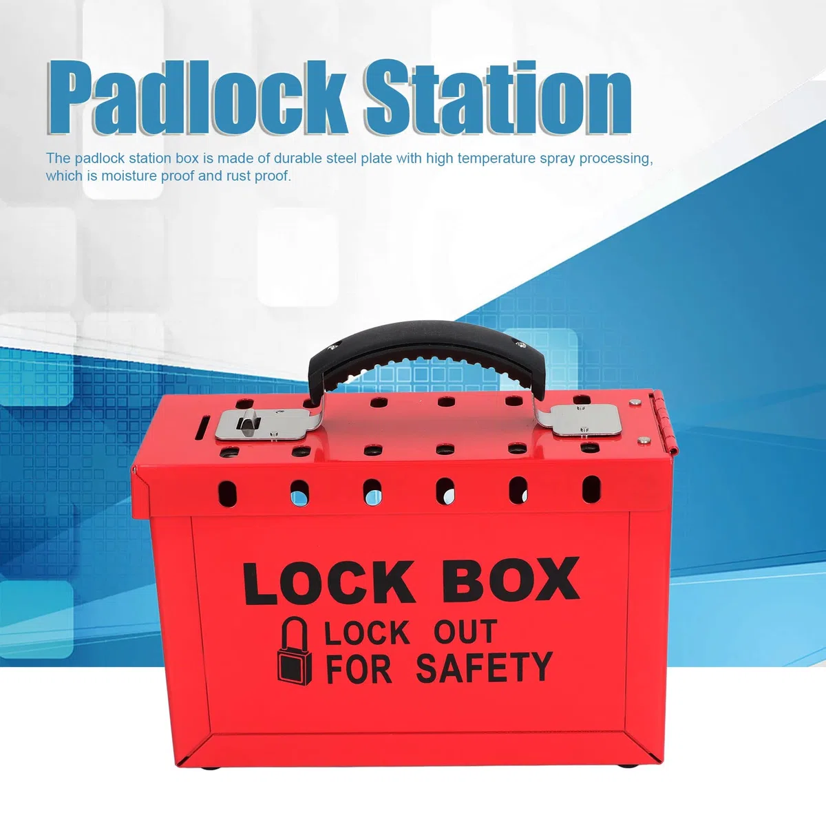 Lockout Tagout Box, Tragbare Gruppenschloss-Box mit 12 Steckplätzen, Robuste Gruppen Lockout Tagout Station für Gruppen Lockout Haspen, Lockout Tags, Sicherungsautomaten