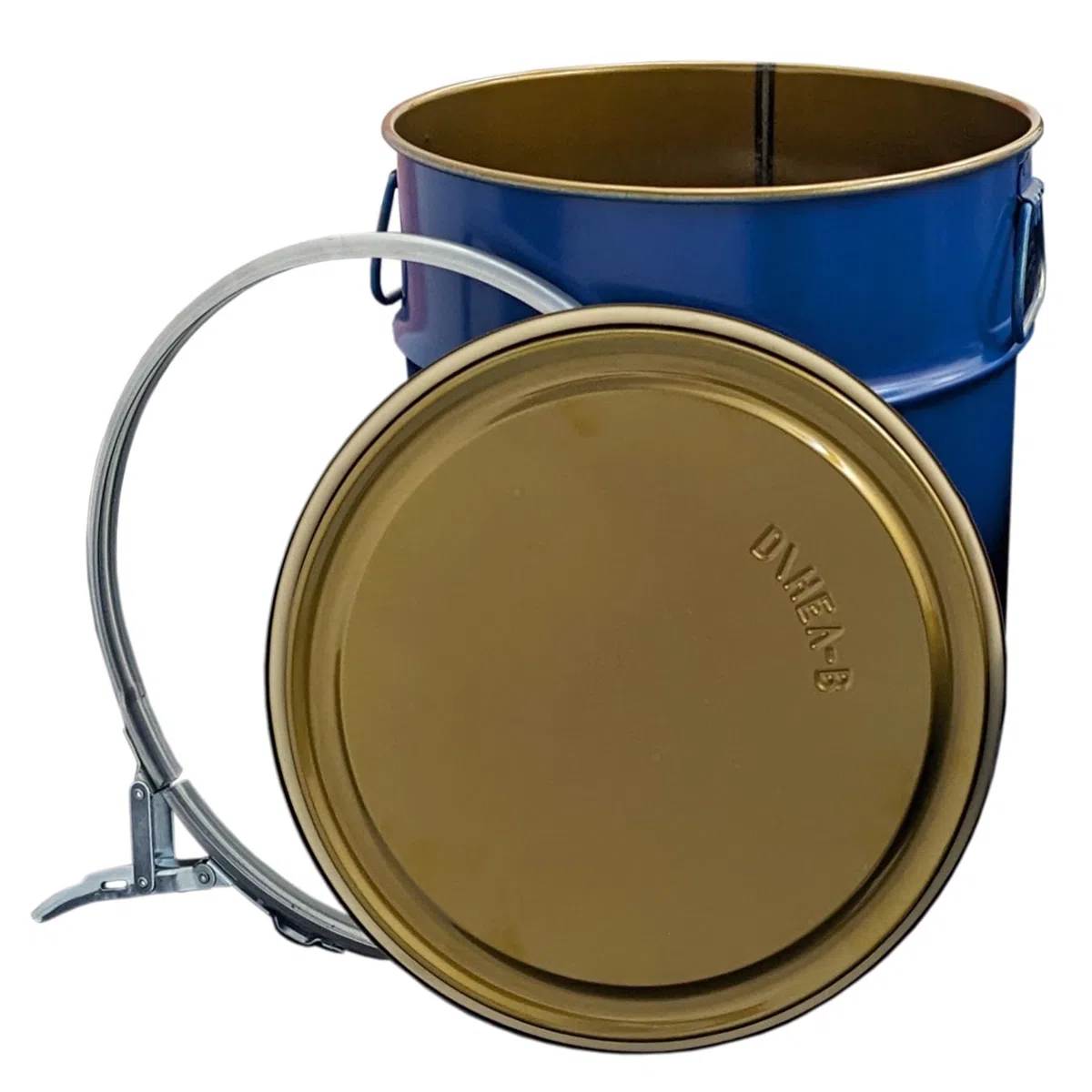Hemeyer Stahlfass 30 Liter Hobbock Deckelfass Metall Blechfass Mülleimer Behälter Kübel mit 2 Seitlichen Fallgriffen Lebensmittelecht | Zyklon Staubabsaugung Geeignet | Stabil und gefüllt Stapelbar
