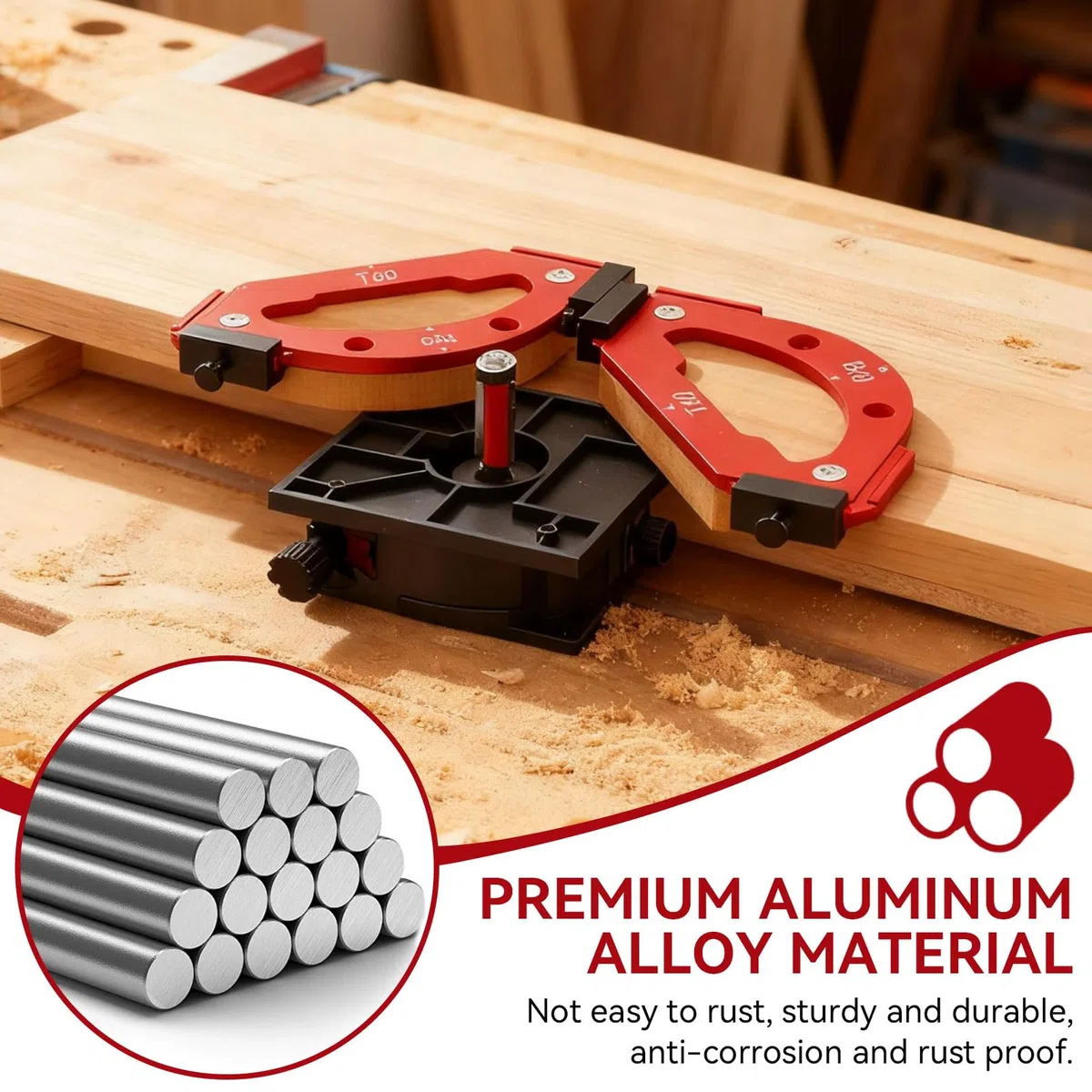 7 Stück Frässchablone Oberfräse Rund, Rot Aluminiumlegierung Router Jig Radius Schablone für Holzbearbeitung R10 R15 R20 R25 R30 R35 R40 R50 R60 T10 T20 T30 T35 T40 T50 T60