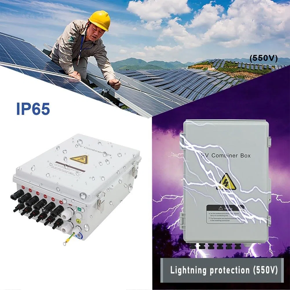 6-saitige Solar-PV-Kombinatorbox mit DC-Sicherung und Überspannungsableiter bietet Schutz für private und mobile Solarstromanlagen