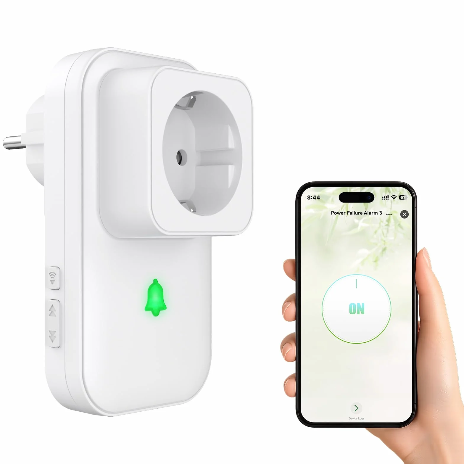 Stromausfallmelder WLAN Tuya WiFi Smart Stromausfall Alarm Steckdose, Alarm bei Stromausfall Stromausfallalarm mit Smart Life APP, Stromwächter mit LED 3-Stufen-Lautstärkeregler