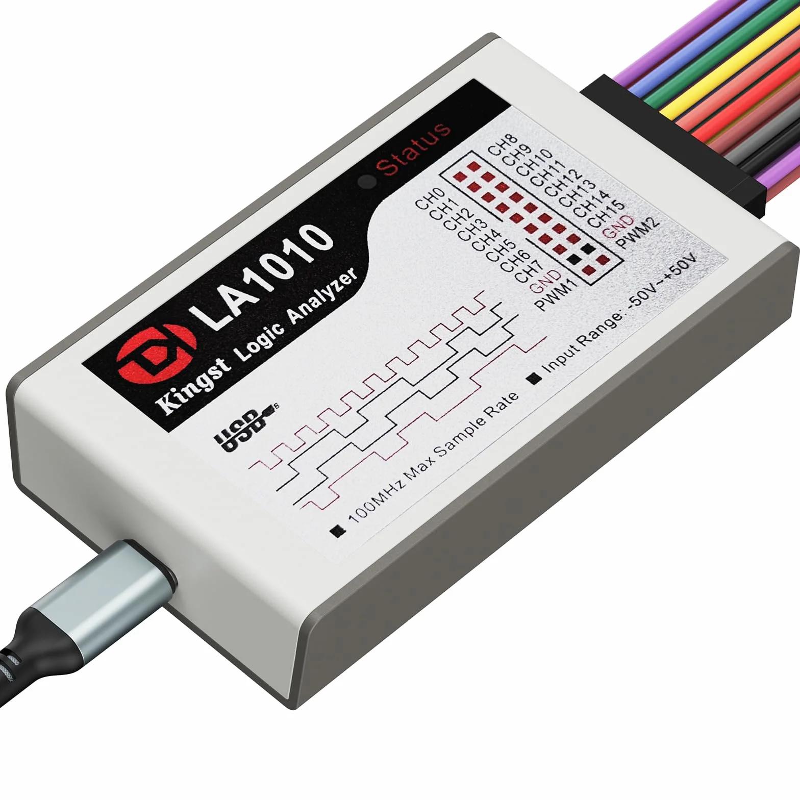 innomaker LA1010 USB Logikanalysator - 16-Kanal 100MHz, Tragbarer Logikanalysator mit PC-Software (Kompatibel mit Windows, Mac OS, Linux)