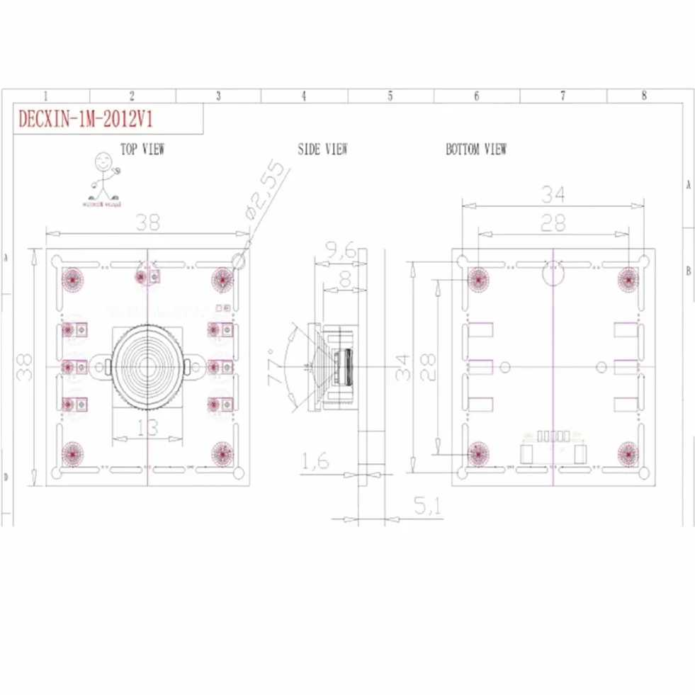 3 x 100-Grad-Kamera-Modul, 1 MP, OV9732, 1280 x 720, USB-Treiber, manueller, mit 2 Meter Kabel für WinXP/7/8/10