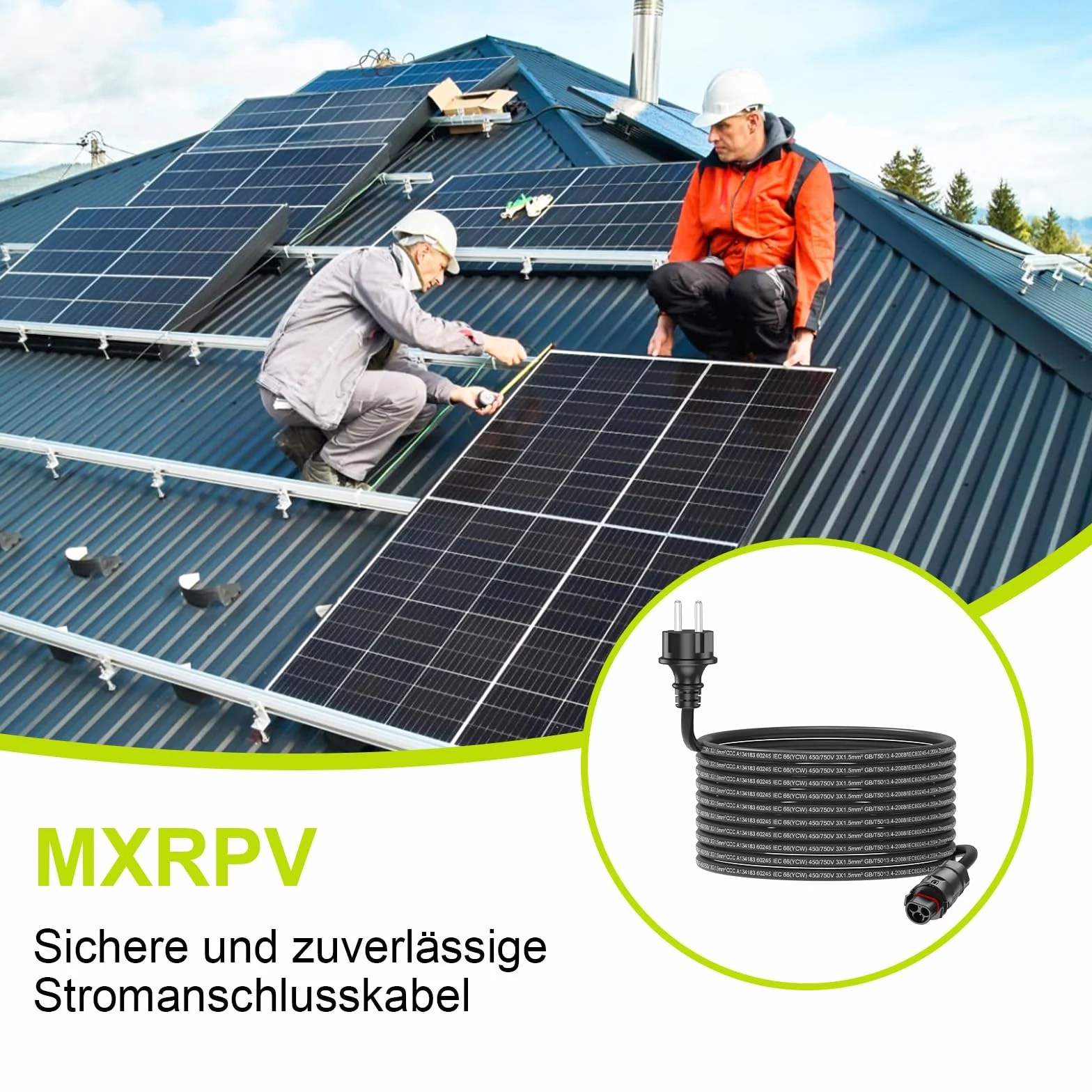 LY01 Kabel 2/3/5/10M,LY01 zu Schuko Adapter Kabel,LY-01 Buchse auf Schuko Stecker AC Anschlusskabel,Solar PV Steckdose für die Deye Mikrowechselrichter SUN-Serie (5 meter)