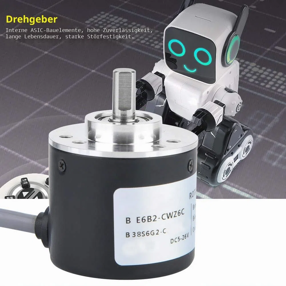1000P/R Drehgeber, 300P/R to 2500P/R Inkremental-Drehgebermodul DC 5-26V Universal-Drehgeber A,B,Z 3-Phasiger Ausgang, Mit 2M Kabel 6mm D-Welle, Für Intelligente Steuerung Wegmessung (1000P/R)