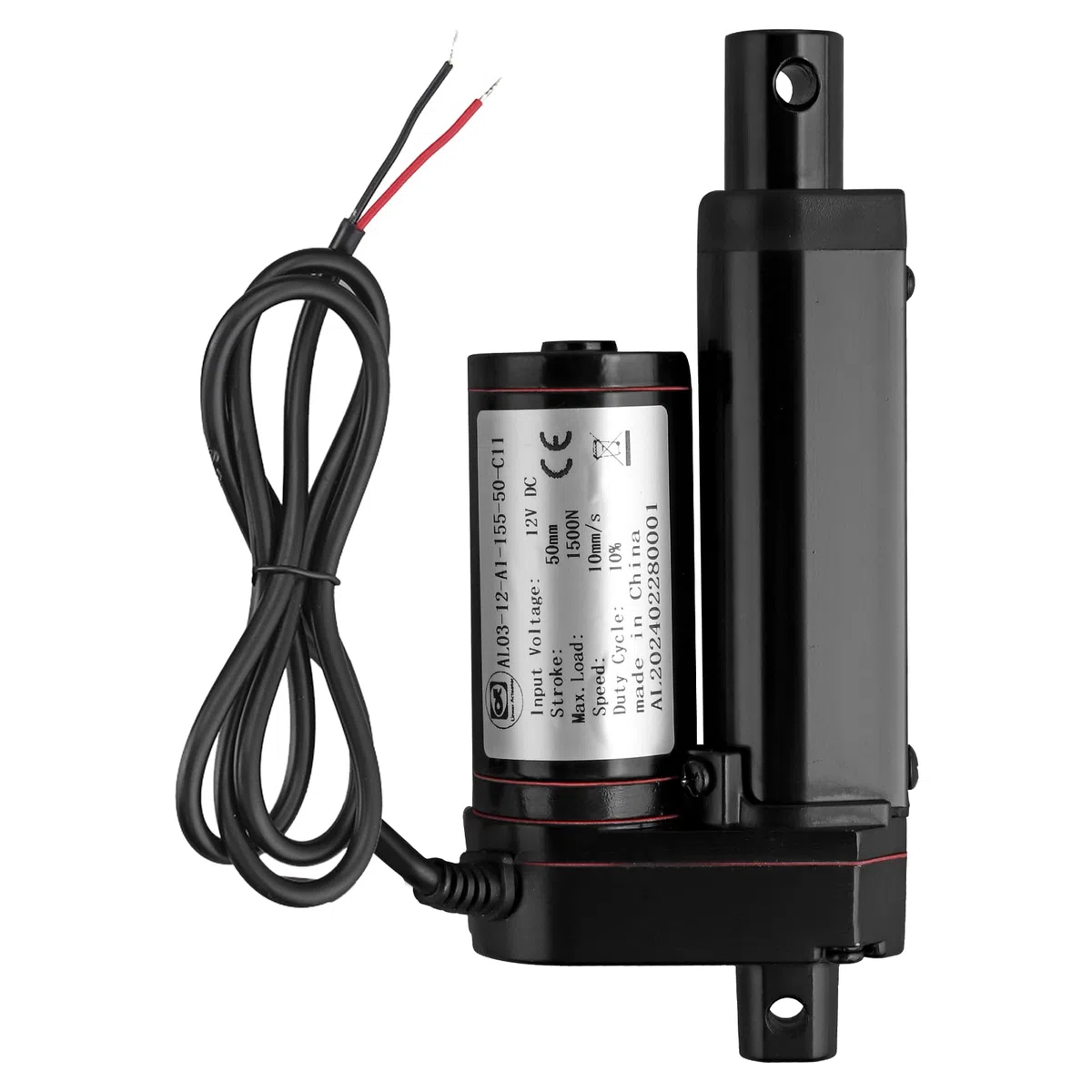 1500N 50mm Linearmotor 10mm/s, 12v DC Linear Actuator Motor Elektro Zylinder Schubstangenmotor für Auto,Möbel,RV,Türöffner,Industrielle Landwirtschaft, Gefäße usw (Schwarz 50mm)