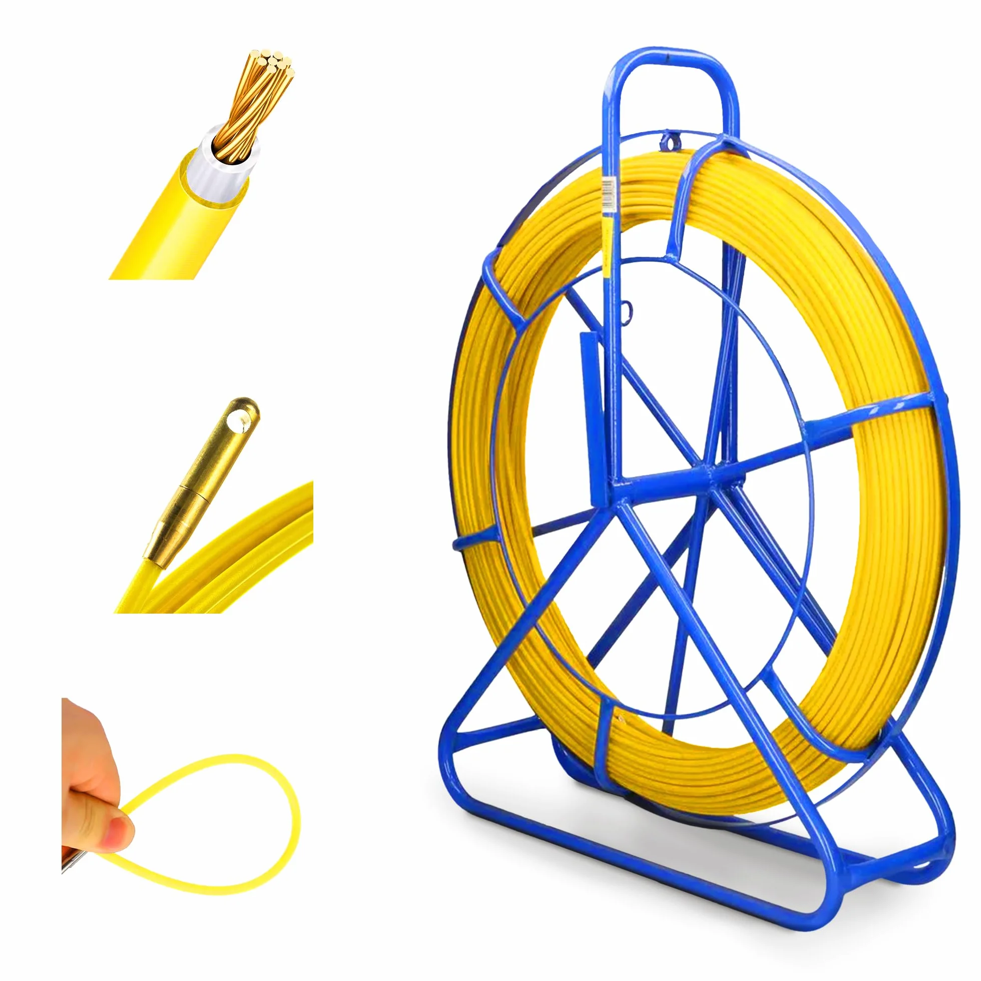 Extralink FRP Glasfaserstab 4.5mm Durchmesser 50m,Leerrohr mit Rollenhalter und Bremse,Einziehfeder mit hoher Elastizität und Festigkeit,Fiberglas Kabel Zubehör für optimale Installation,Glasfaser