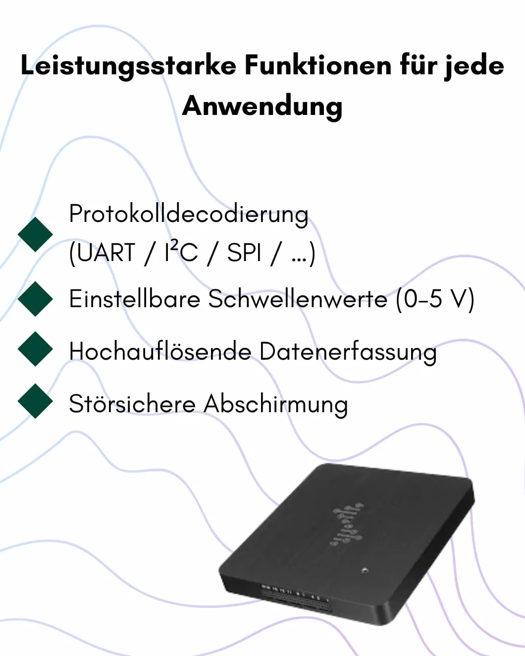 DreamSourceLab DSLogic U2Basic – 16-Kanal USB 2.0 Logikanalysator, bis zu 1 MHz Abtastrate, 64 Mbit Speicher, 16 G Stream-Tiefe, einstellbarer Schwellenwert, Aluminiumgehäuse, DSView-kompatibel